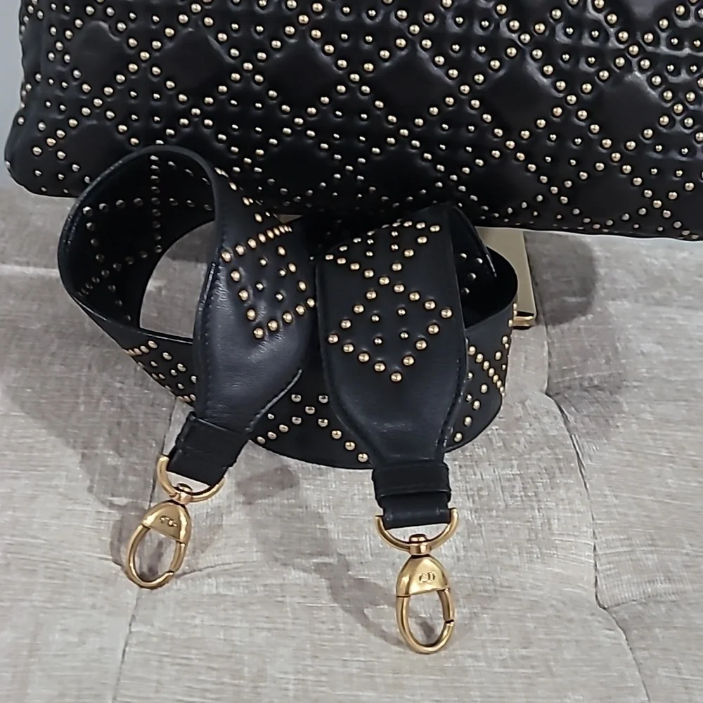Christain Dior Lady Dior Black Studded Tote Handbag - Picture 3 of 16